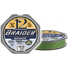 Plecionka Konger Braider x12 Olive Green 0,18/150m