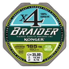 Plecionka Konger Braider x4 Fluo Green 0,20mm/150m